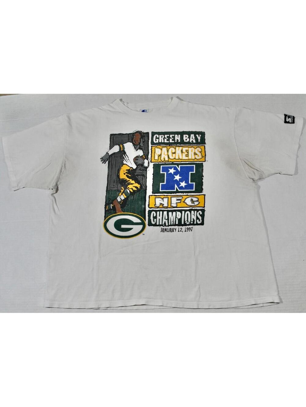 Vintage Green Bay Packers Starter Brand 90s NFL Football White Shirt 2X-Large